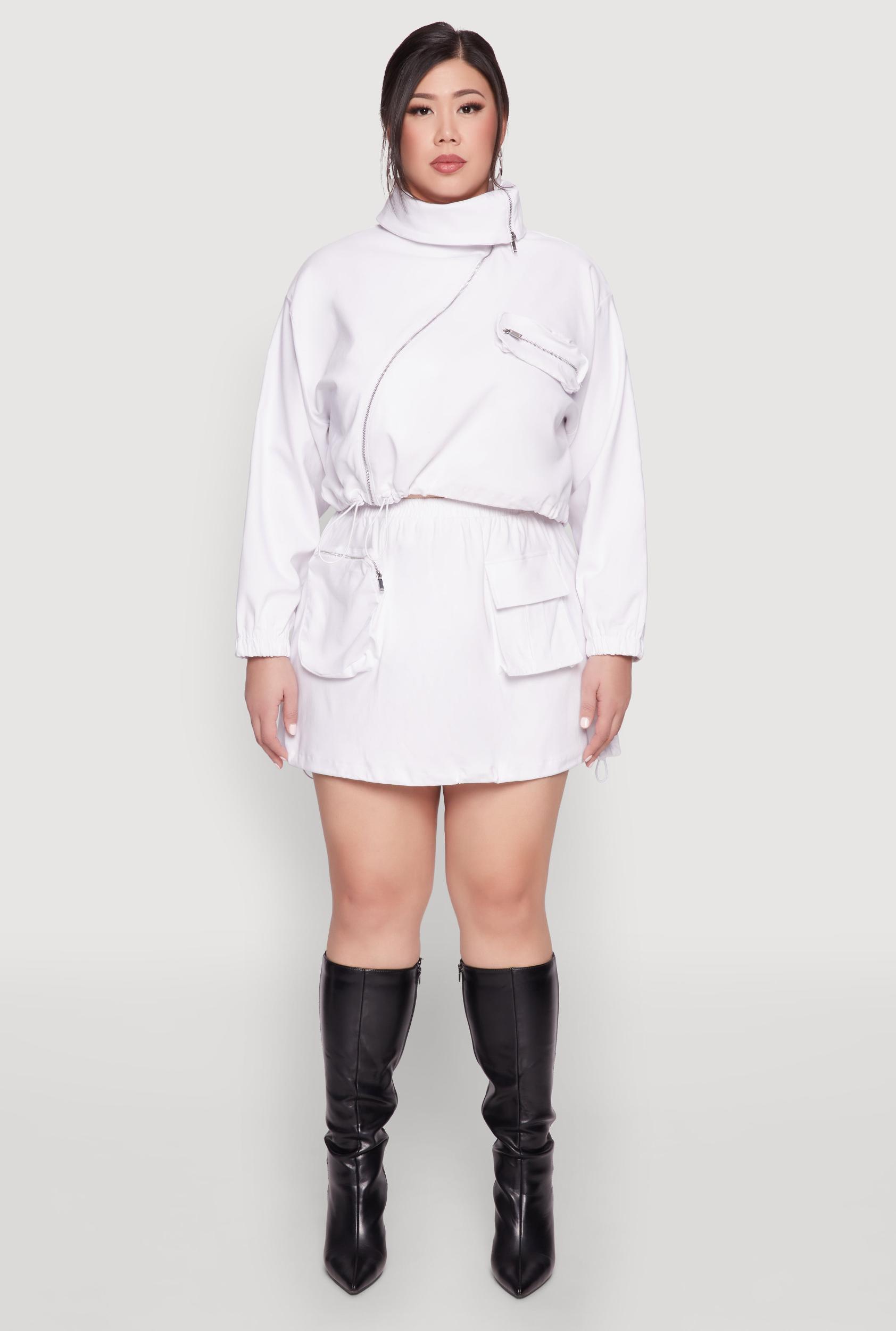 Womens Plus Size Hyperstretch Cargo Pocket Mini Skirt Product Image