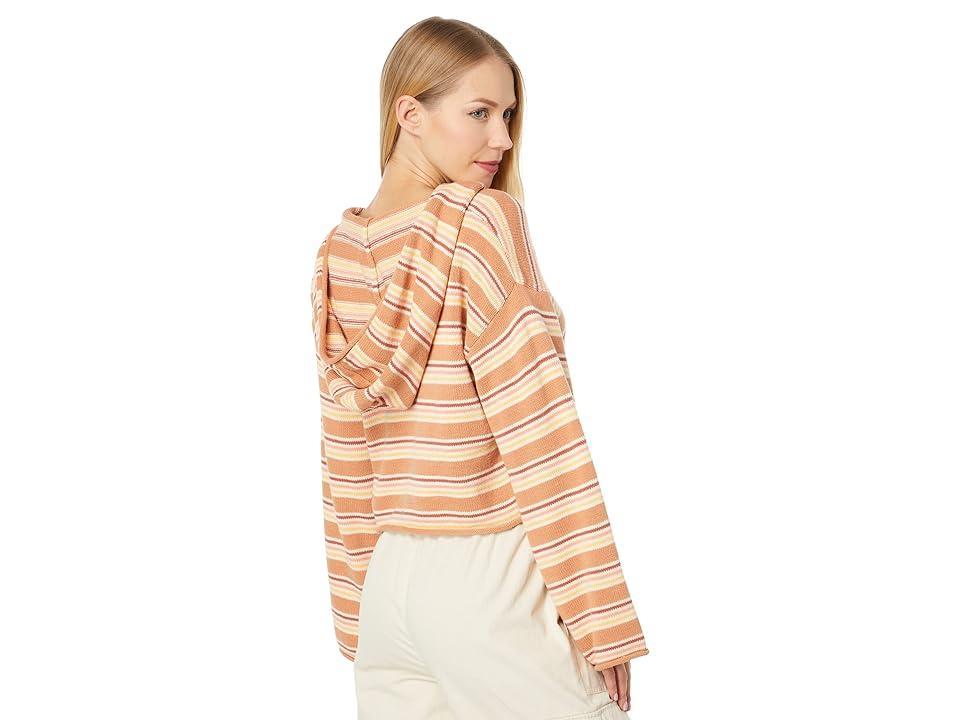 Roxy Side Swipe Hooded Poncho (Toasted Nut Retro Rays Stripe) Women's Clothing Product Image