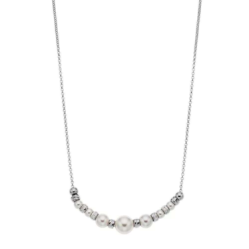 Sterling Silver Simulated Pearl Beaded Necklace, Women's, Size: 18" Product Image