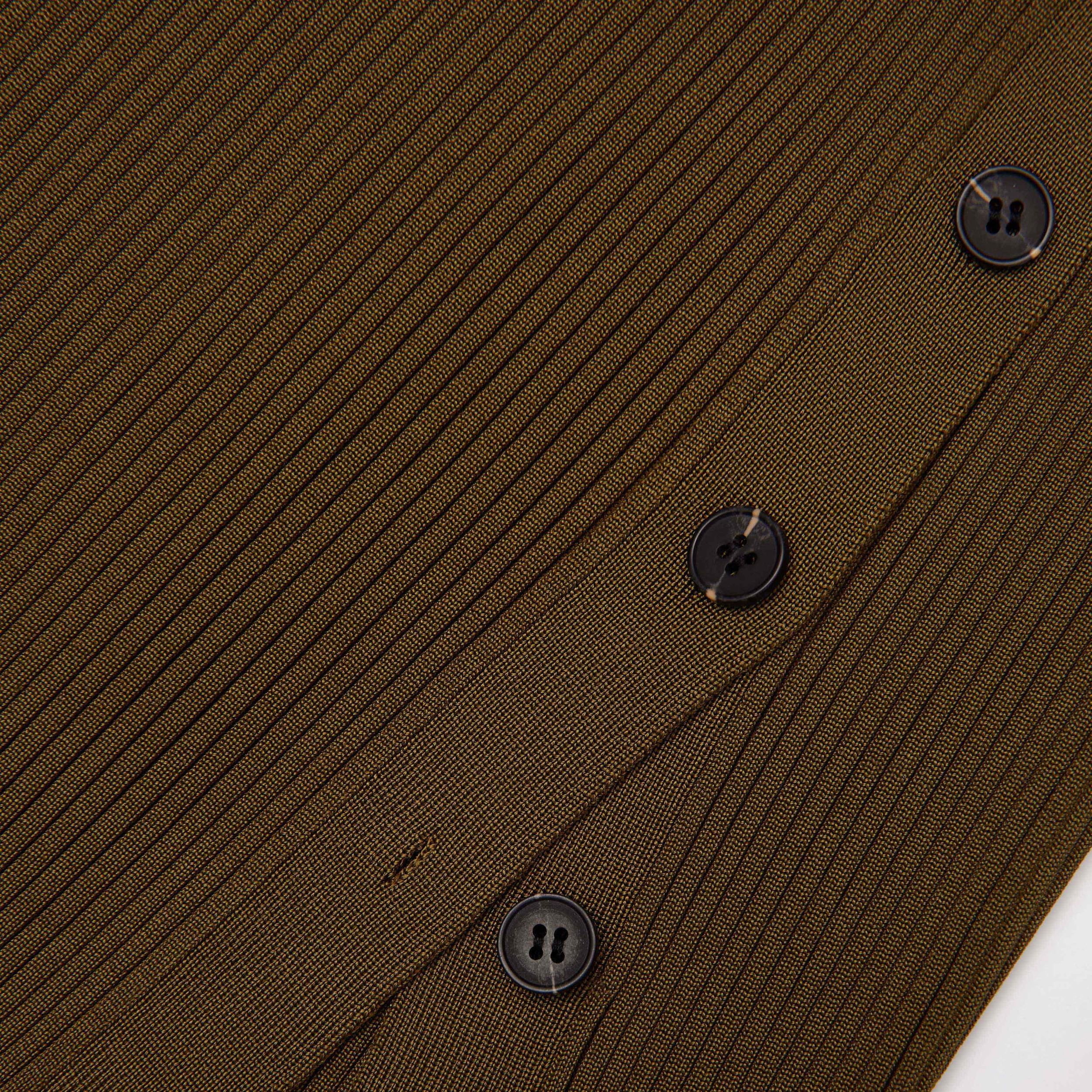 Khaki Cut Out Rib Knit Mini Dress Product Image