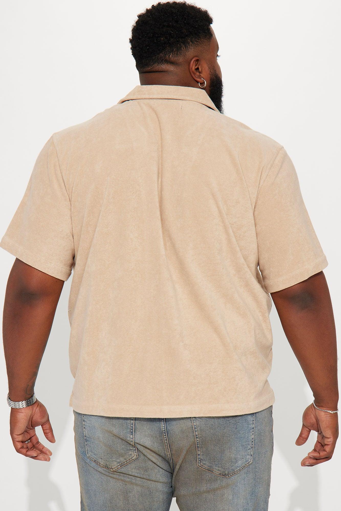 Dipped Terry Short Sleeve Cuban Shirt - Sand Product Image