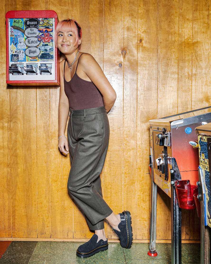 Dr. Martens Womens Zebzag Suede Slingback Mule Sandals Product Image