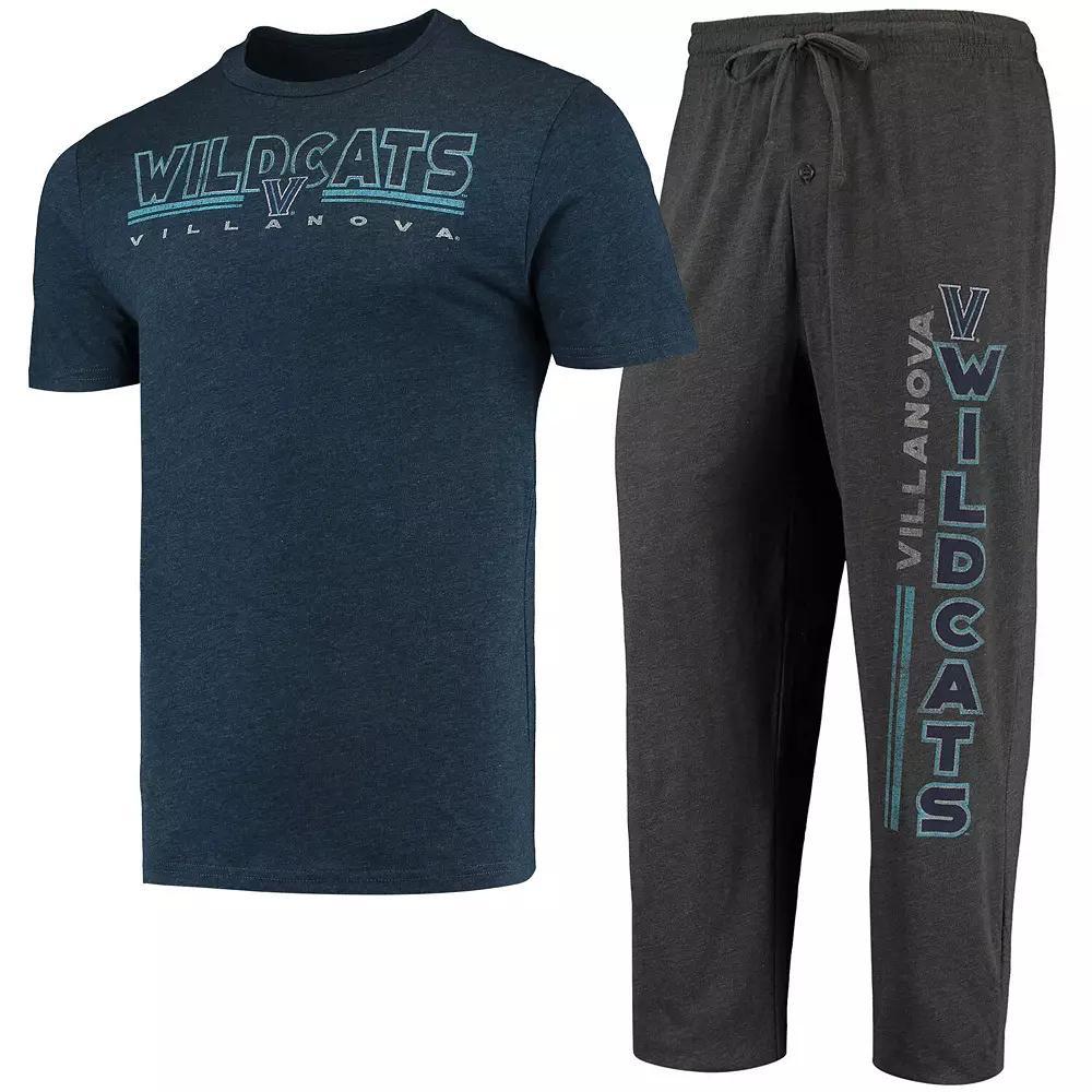 Men's Concepts Sport Heathered Charcoal/Navy Villanova Wildcats Meter T-Shirt & Pants Sleep Set, Size: Large Product Image