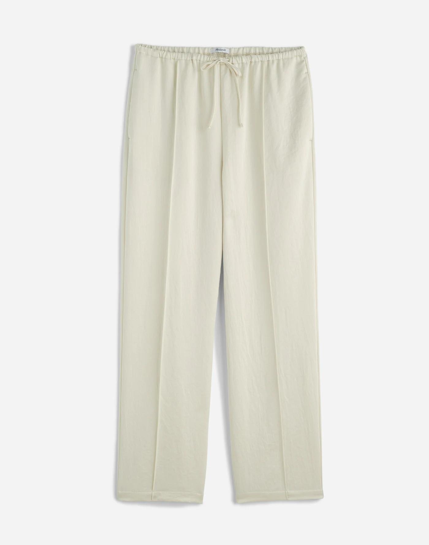 Tall Pintucked Slim Pull-On Pants in Satin Product Image