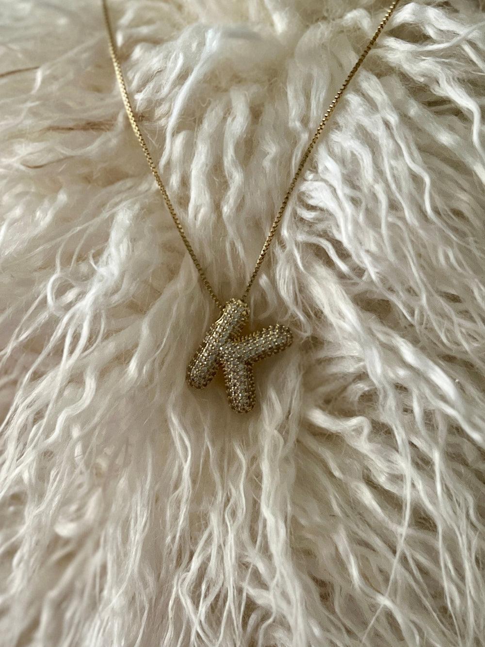 Rhinestone Bubble Letter Necklace Product Image