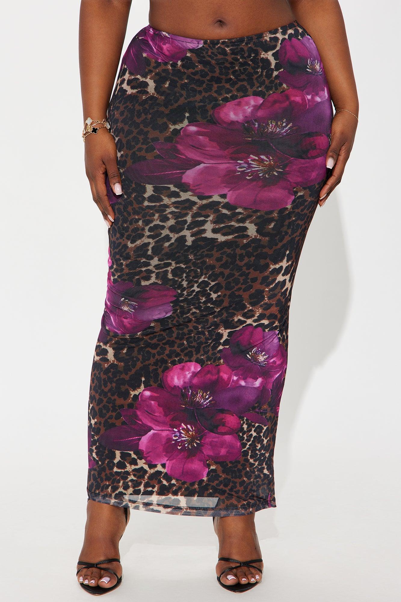 In The Name Of The Game Floral Leopard Maxi Skirt - Purple/combo Product Image