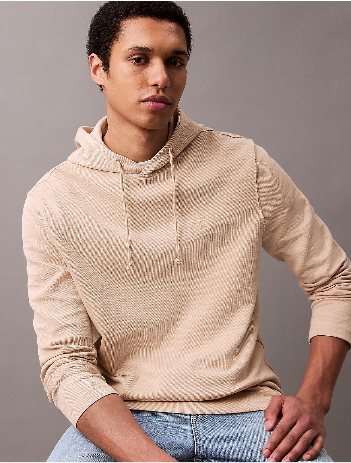 Calvin Klein Men's Cotton Blend Ribbed Classic Hoodie - Brown - XL Product Image