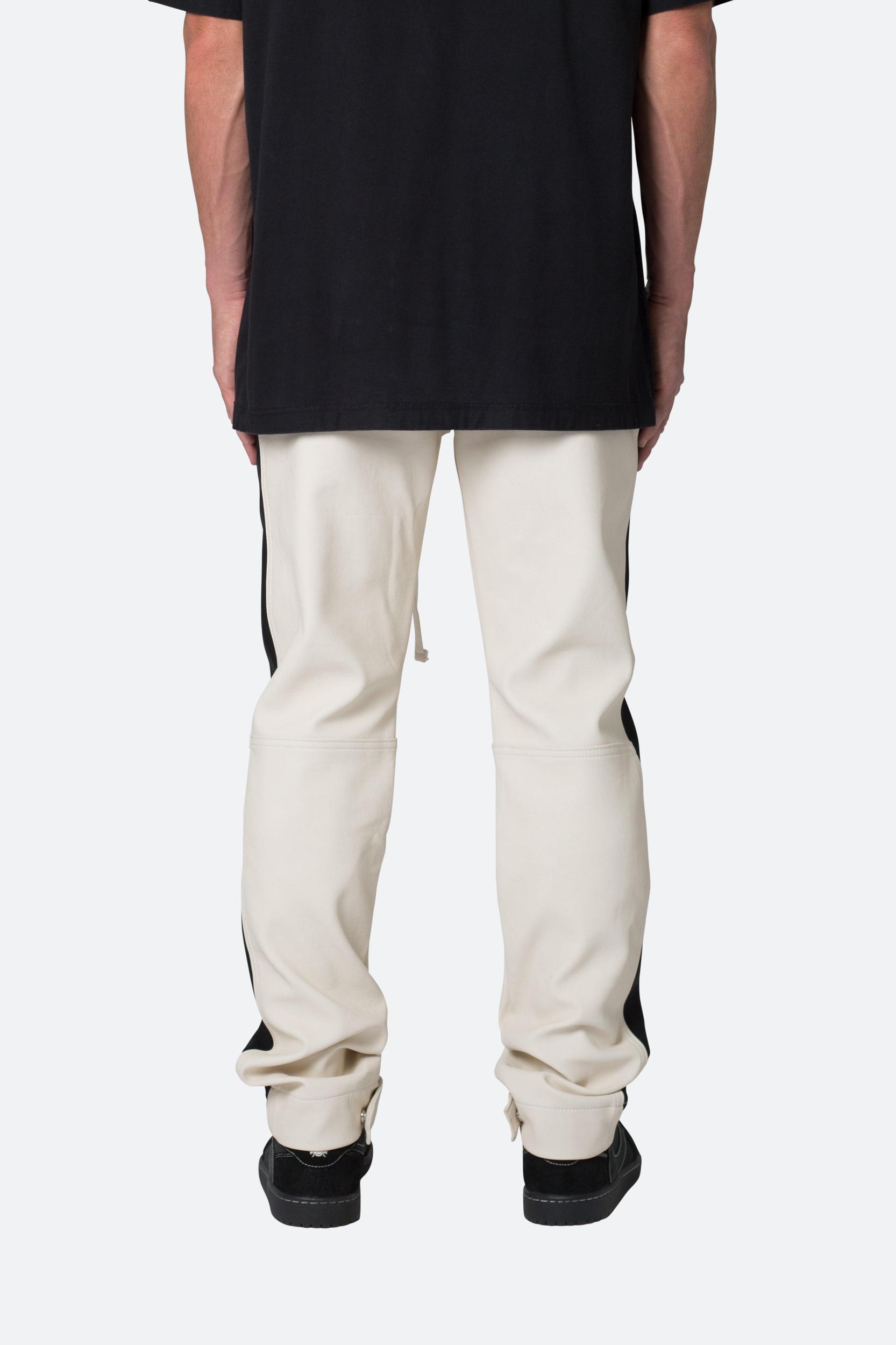 Leather Moto Pants - White/Black Product Image