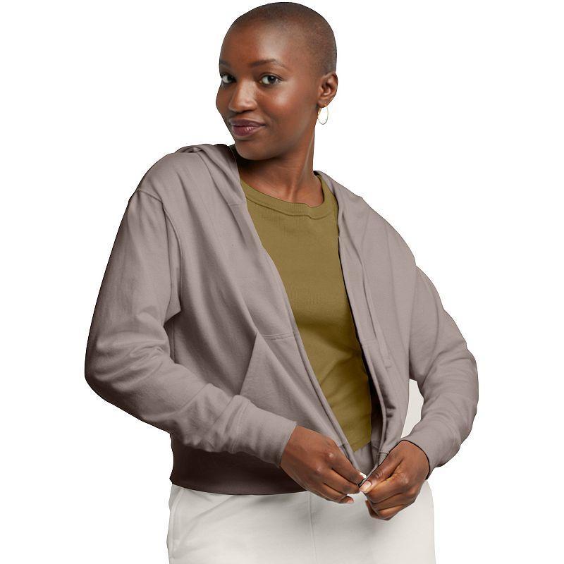 Women's Hanes® Originals Full-Zip French Terry Hoodie, Size: Medium, Black 50r Pe Grey Product Image
