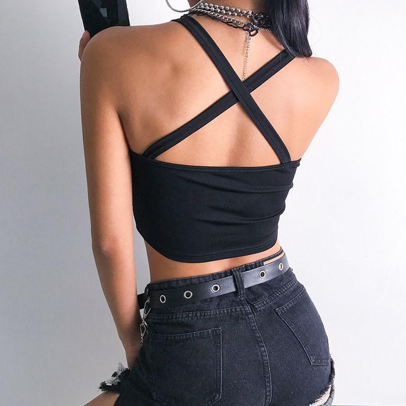 Dragon-Embroidered Buckle-Strap Crop Top Product Image