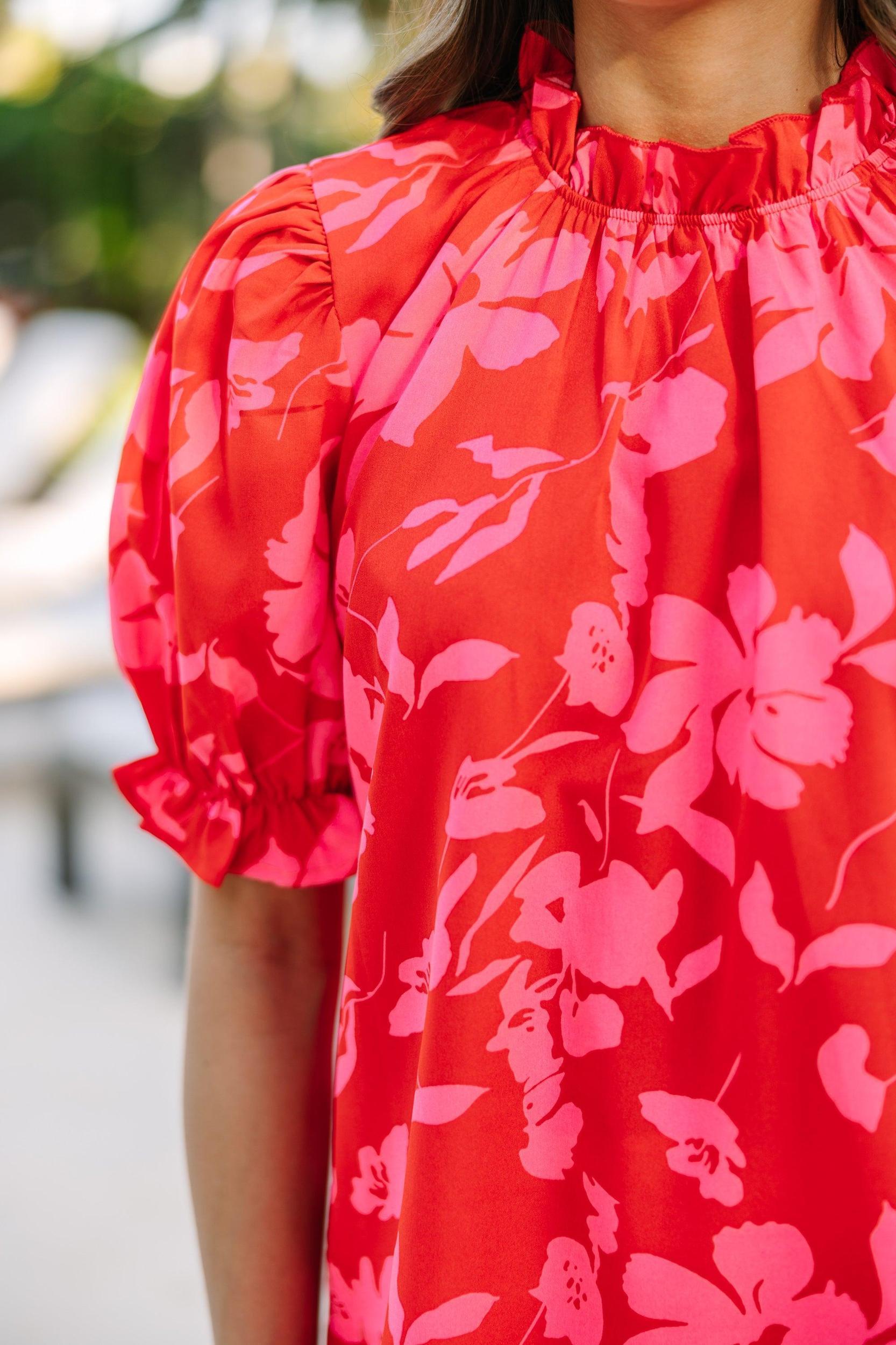 Say You Love Me Red Floral Blouse Female Product Image