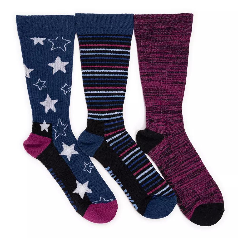 Womens MUK LUKS 3-Pack Cotton Compression Crew Socks Product Image