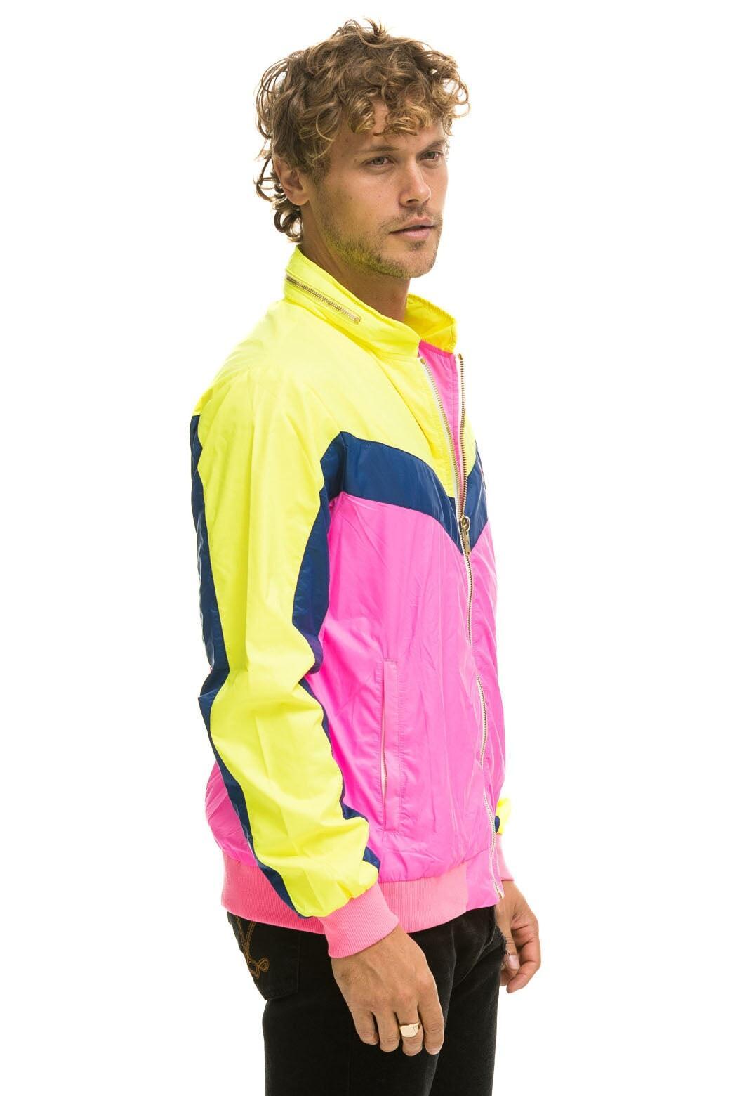 MEN'S WINDBREAKER JACKET - NEON PINK Male Product Image