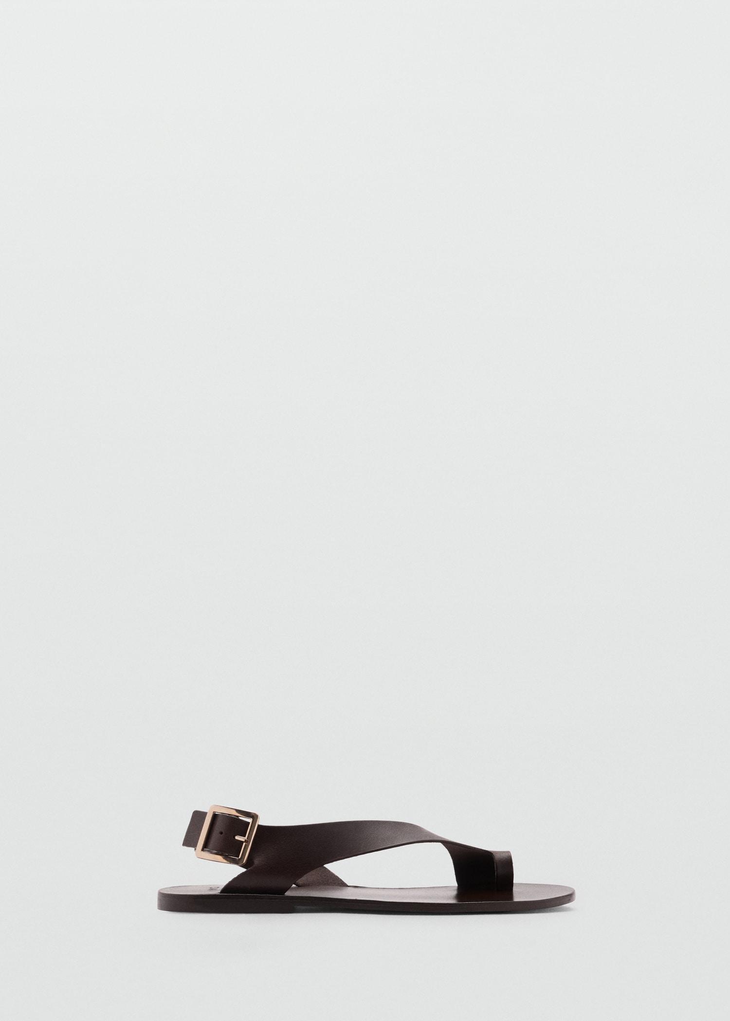 Leather sandals with cross strap - Women | MANGO USA Product Image