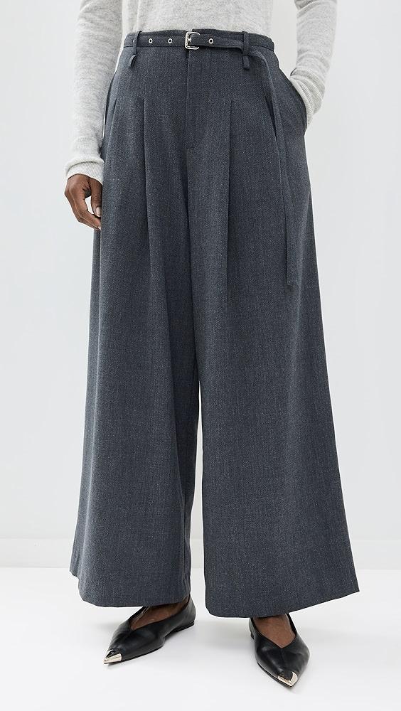 Pixie Market Smoking Belted Grey Wide Leg Pants | Shopbop Product Image