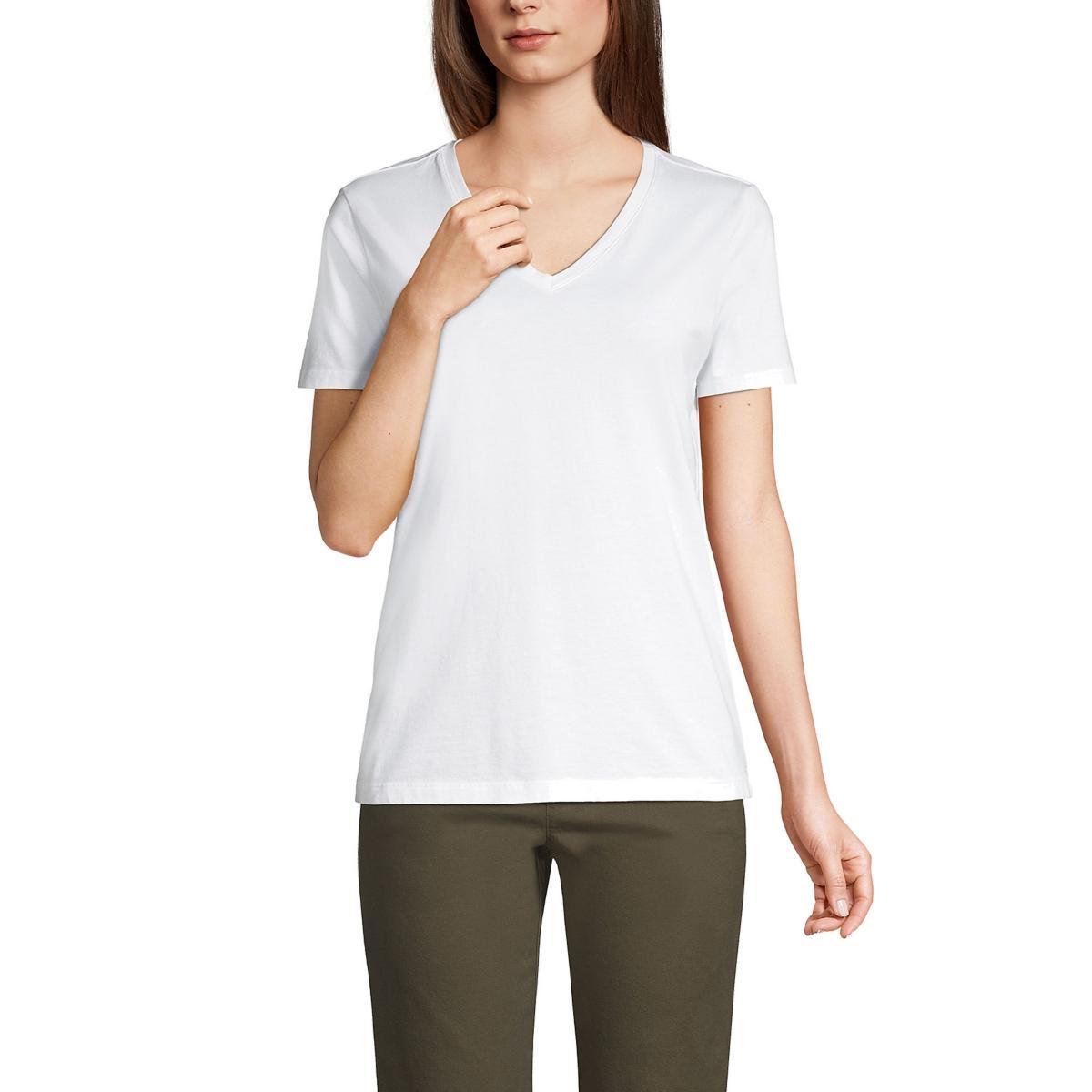 Womens Lands End Relaxed-Fit Supima Cotton V-Neck Tee Product Image