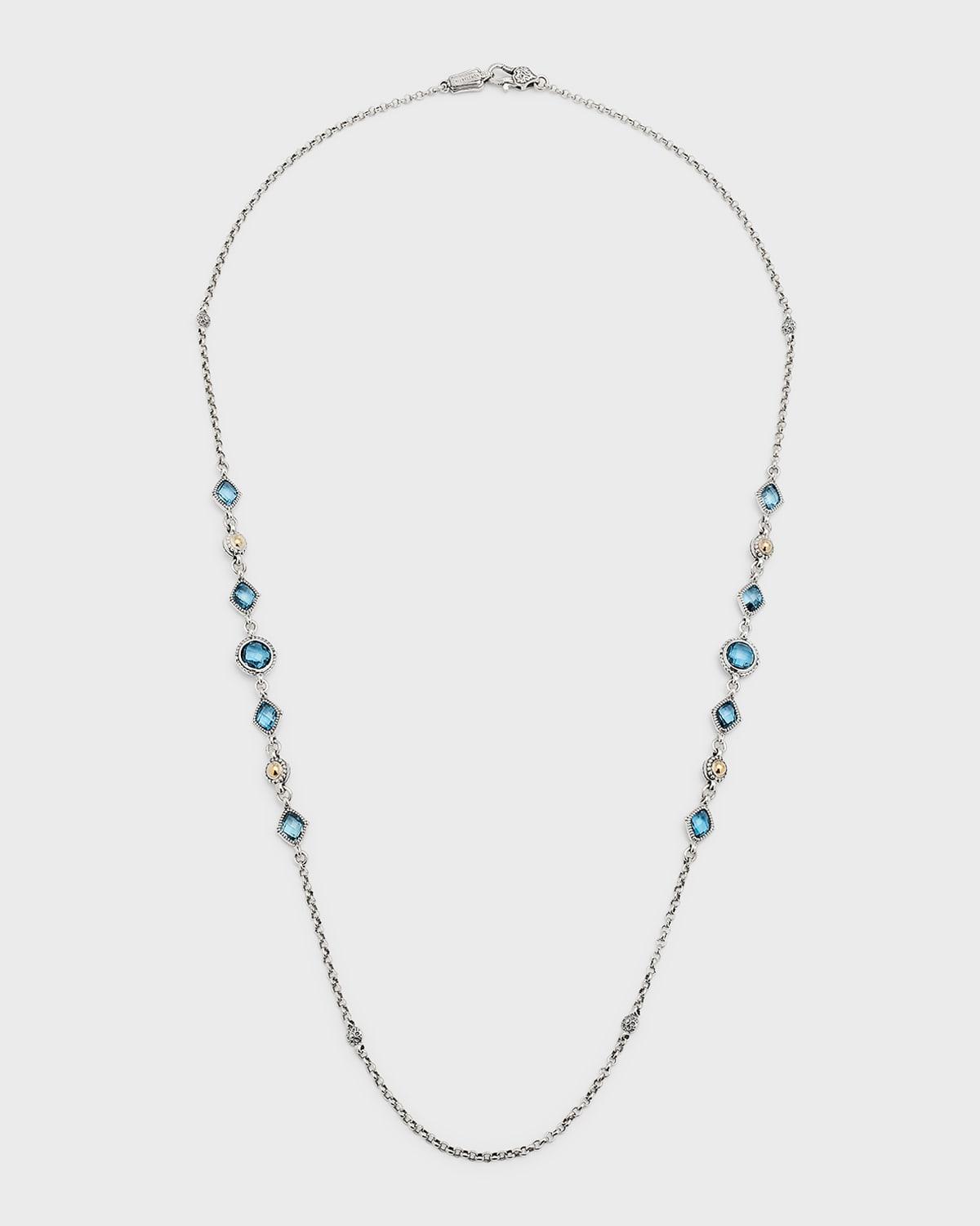 Womens Anthos Sterling Silver, 18K Gold & Blue Spinel Necklace Product Image