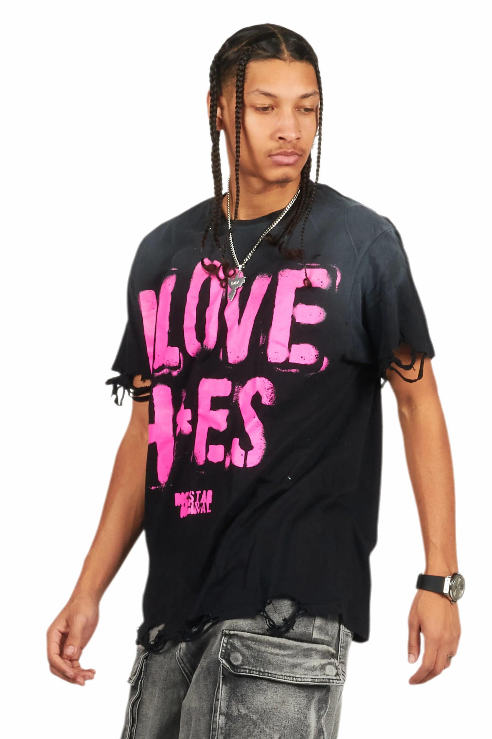Banyan Black/Pink Graphic Oversized T-Shirt Male Product Image