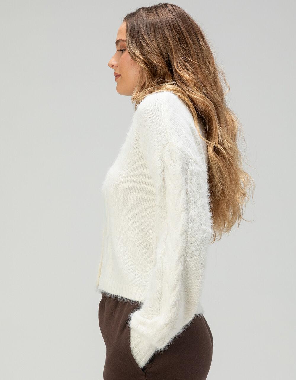 RSQ Womens Cable Fuzzy Cardigan - PINK Product Image
