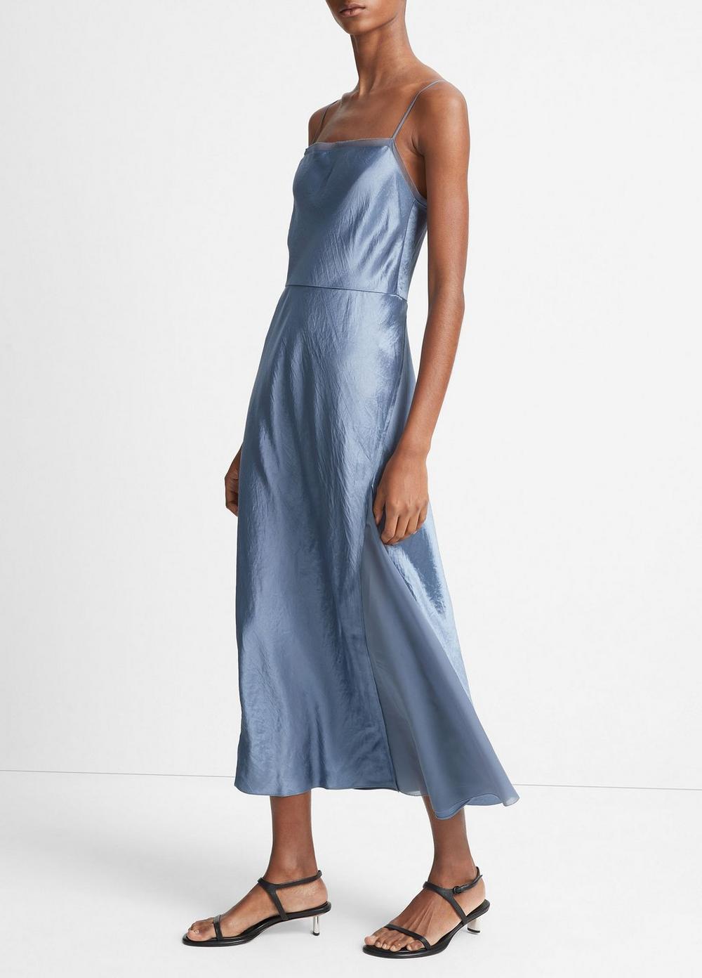 Womens Sheer-paneled Slip Dress, Iris Smoke, Size 12 Vince Product Image