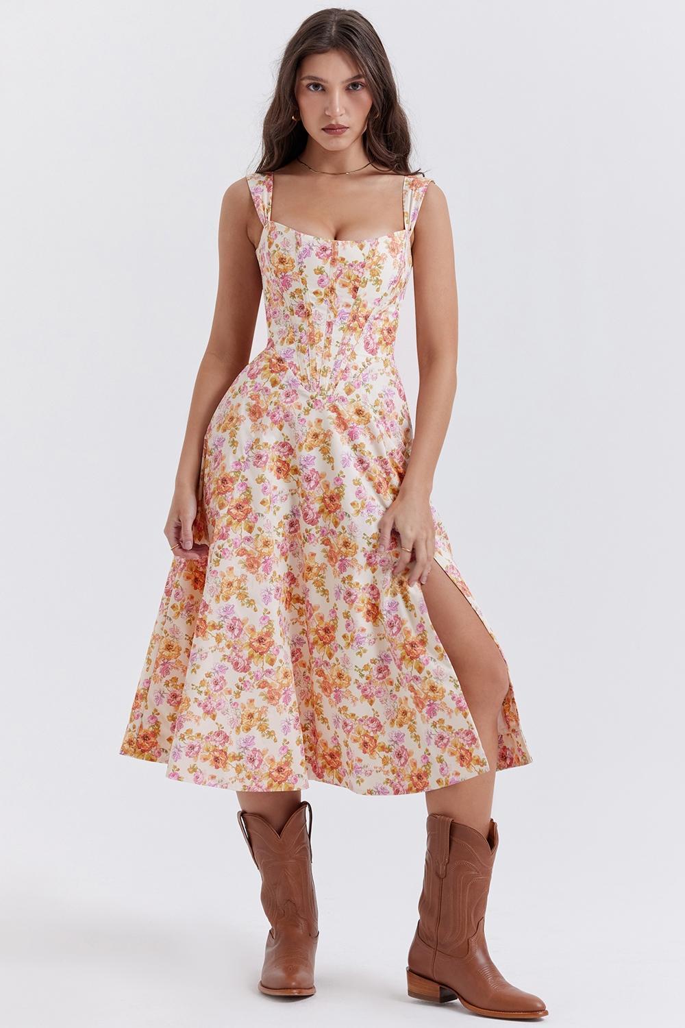 Saira Ivory Floral Midi Sundress Product Image