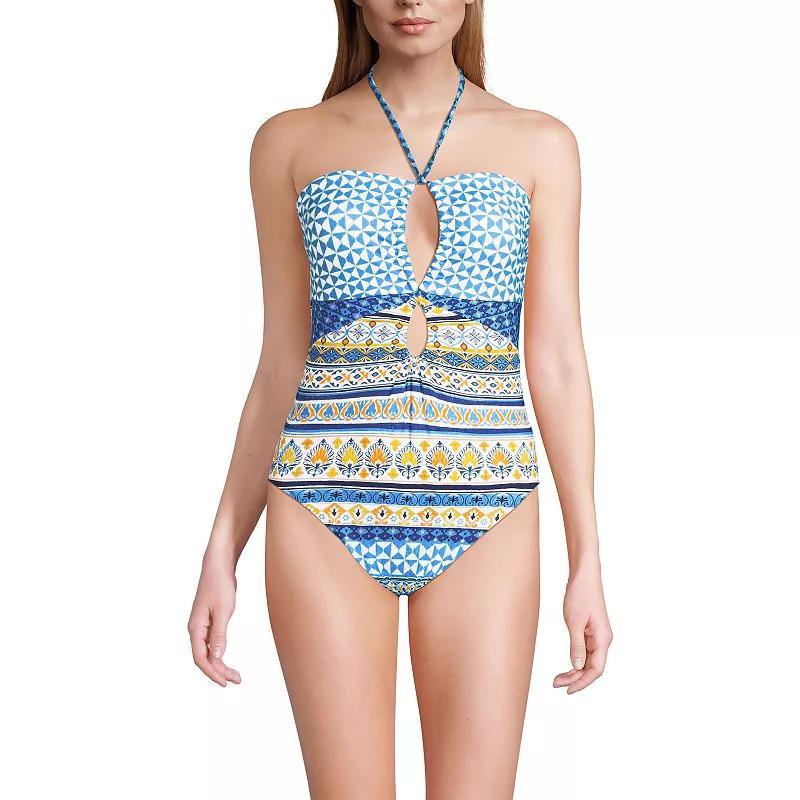 Womens Lands End Cut Out Multiway Halter High Leg One Piece Swimsuit Product Image