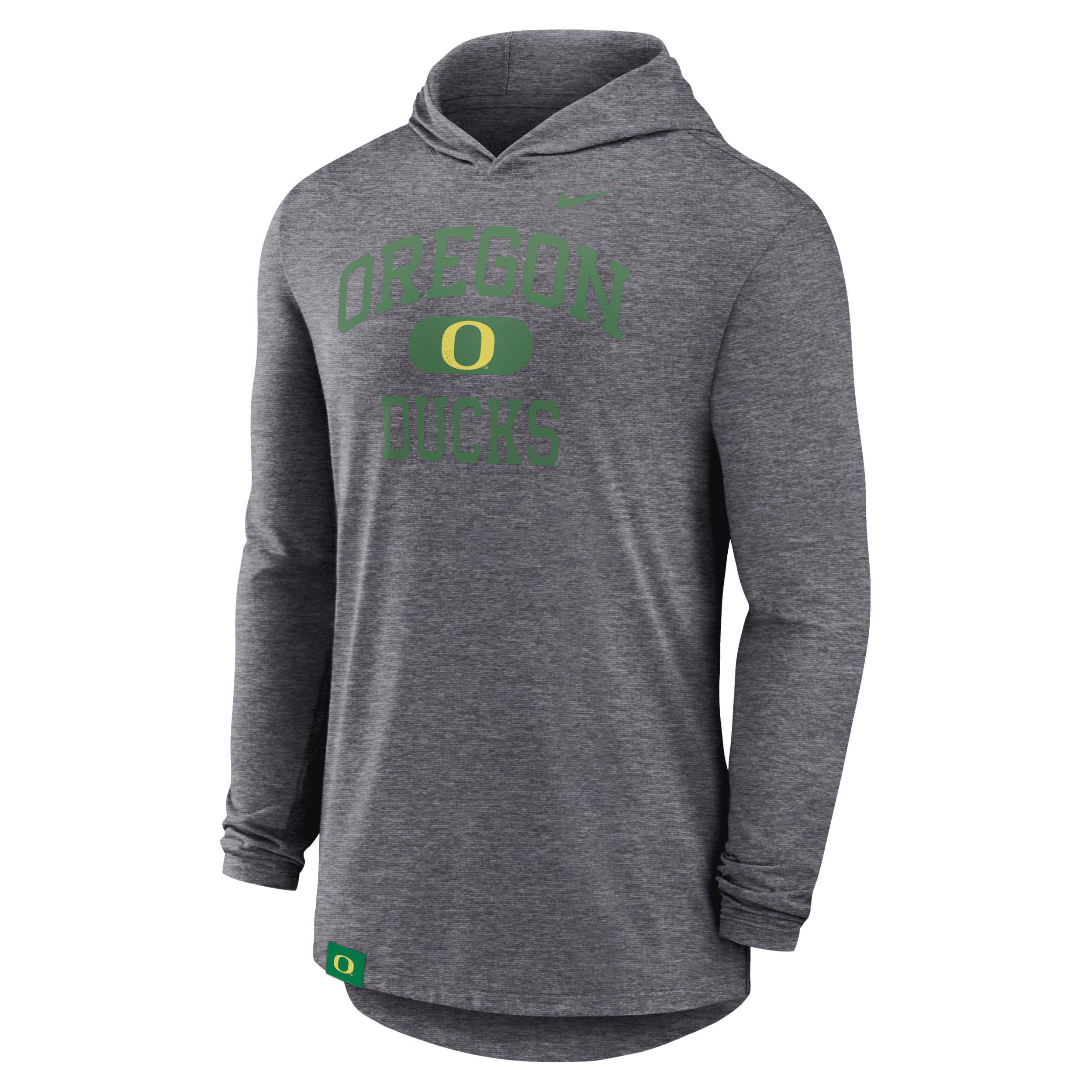 Oregon Ducks Blitz Nike Men's Dri-FIT College Long-Sleeve Hooded T-Shirt Product Image