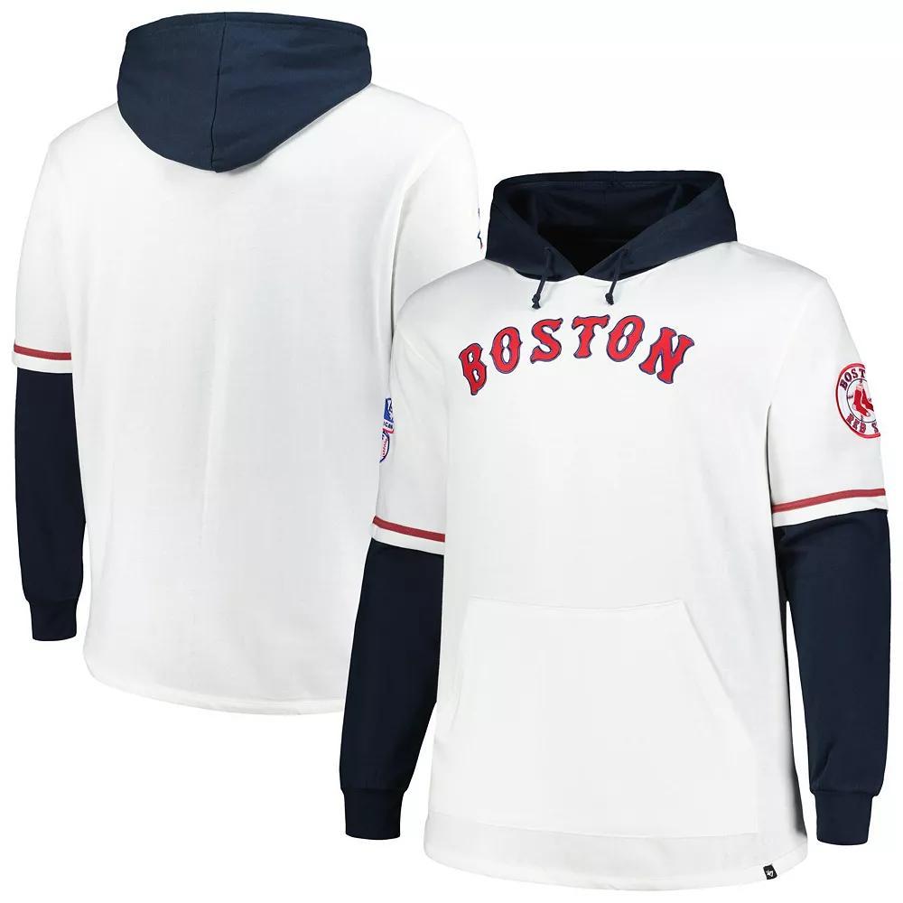Men's '47 White/Navy Boston Red Sox Big & Tall Trifecta Shortstop Pullover Hoodie, Size: 2XLT Product Image