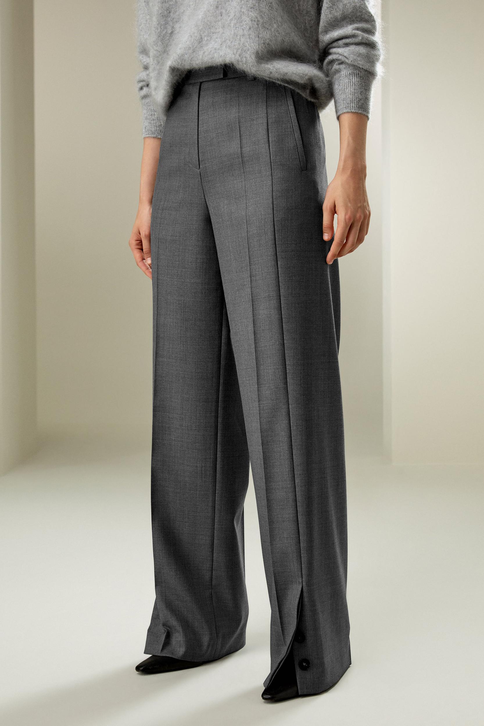 Wool Silk Blend Straight Pants Product Image