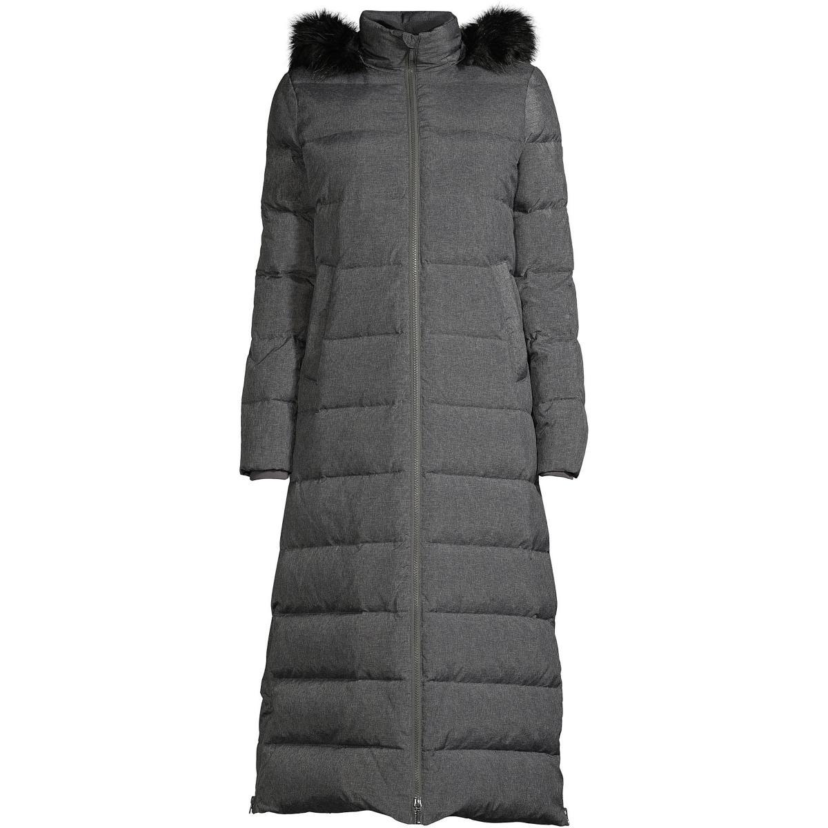 Womens Lands End Faux-Fur Hood Quilted Long Down Winter Coat Product Image