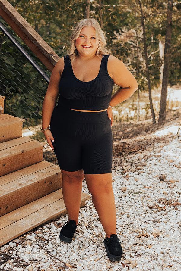 Trailside Cutie High Waist Ribbed Biker Shorts Curves Product Image