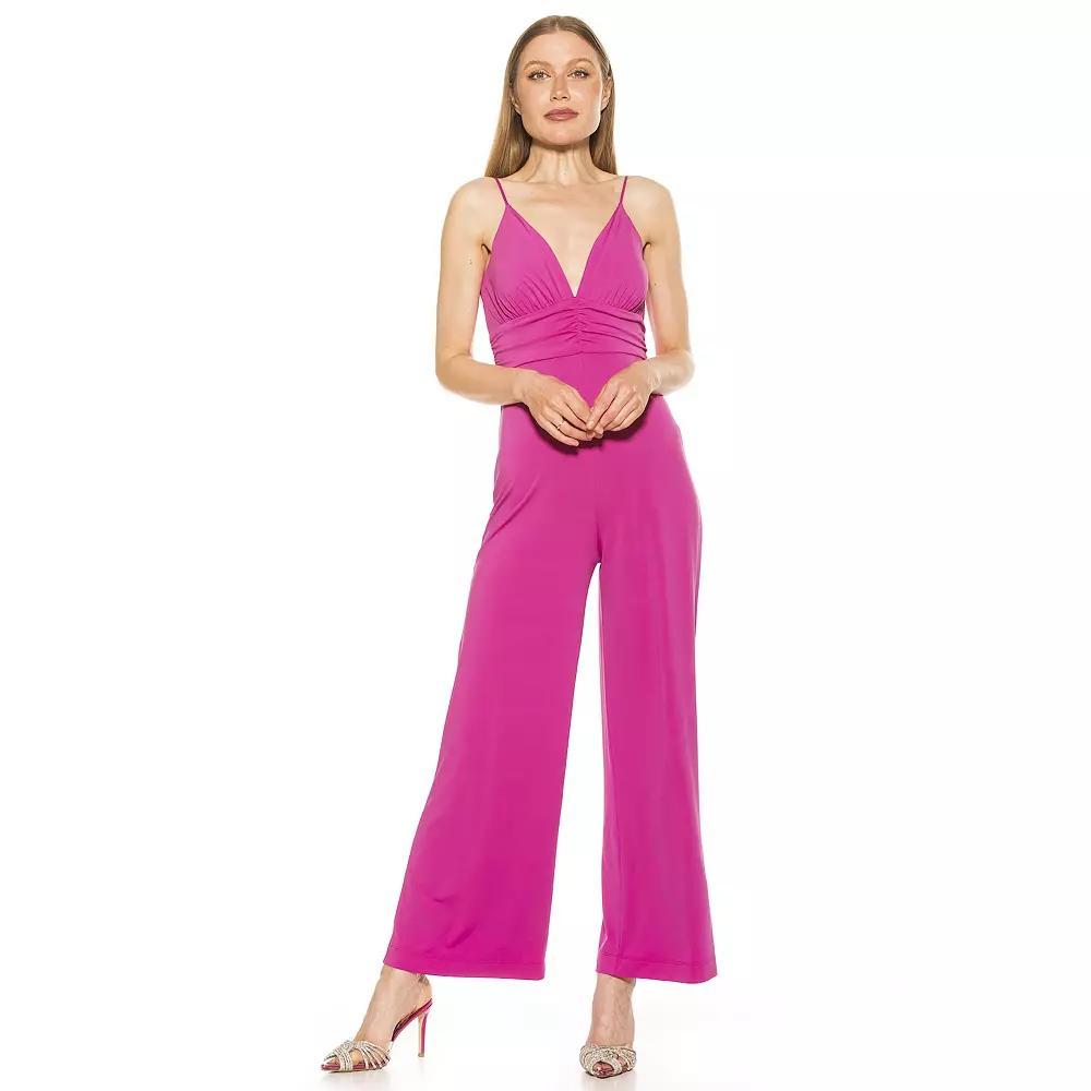 Women's ALEXIA ADMOR Eline V-Neck Wide-Leg Jumpsuit, Size: 10, Black Product Image