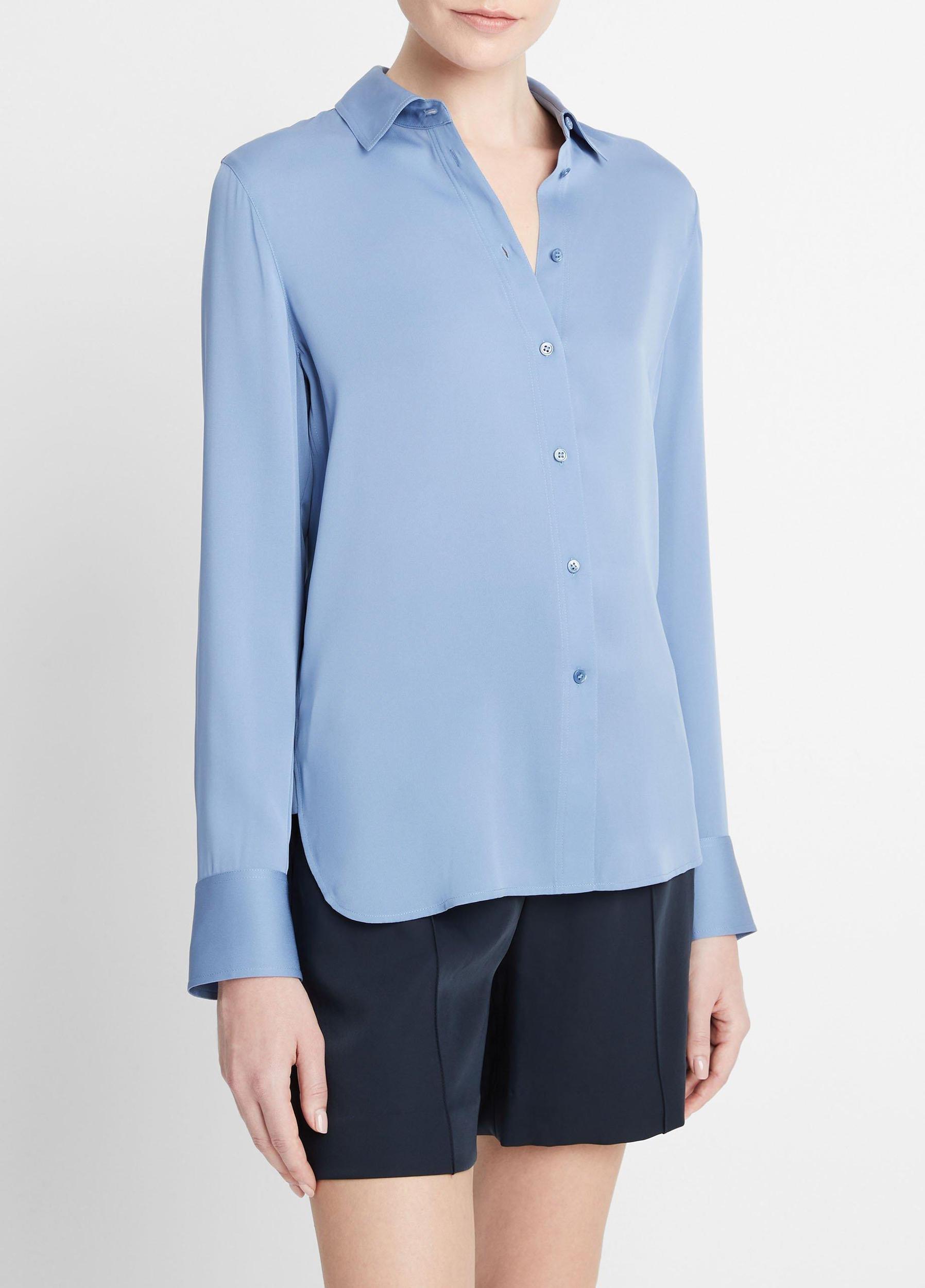 Womens Silk Slim-Fit Blouse, Azure Gem, Size XXS Vince Product Image