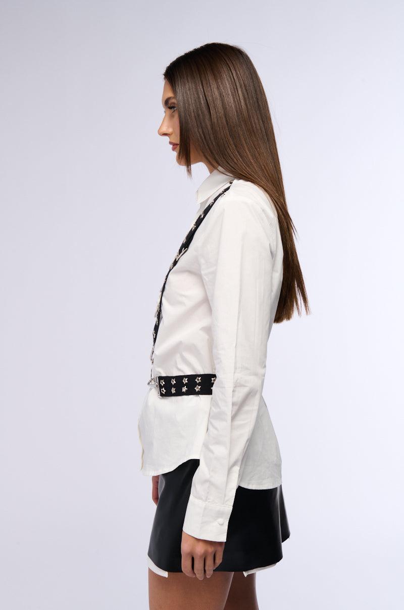 DOWN WITH THE SICKNESS BUTTON DOWN POPLIN TOP Product Image