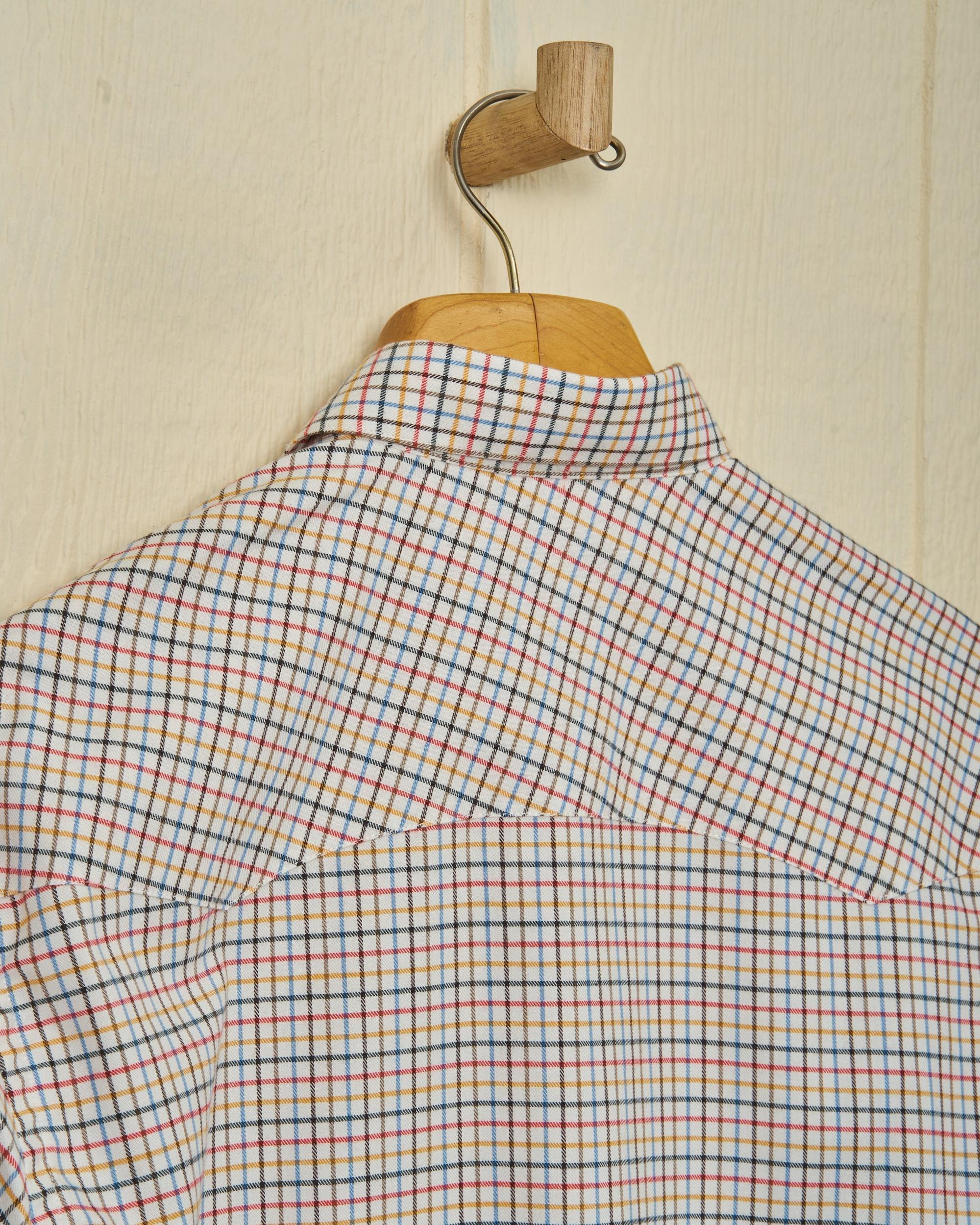Western Sea-Washed Shirt in Cream Ground Mustard Tattersall Product Image