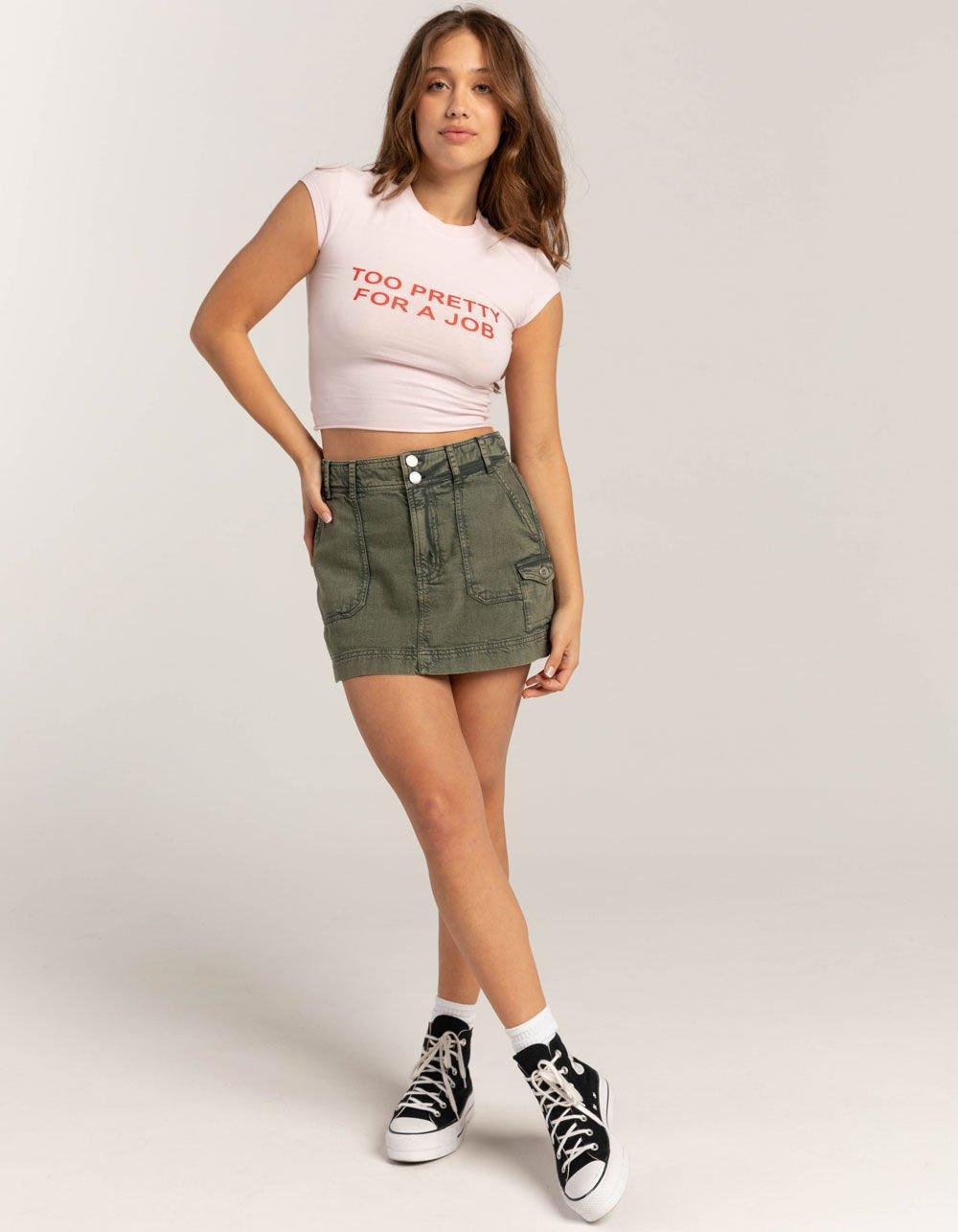 RSQ Womens Too Pretty For A Job Baby Tee - PINK Product Image