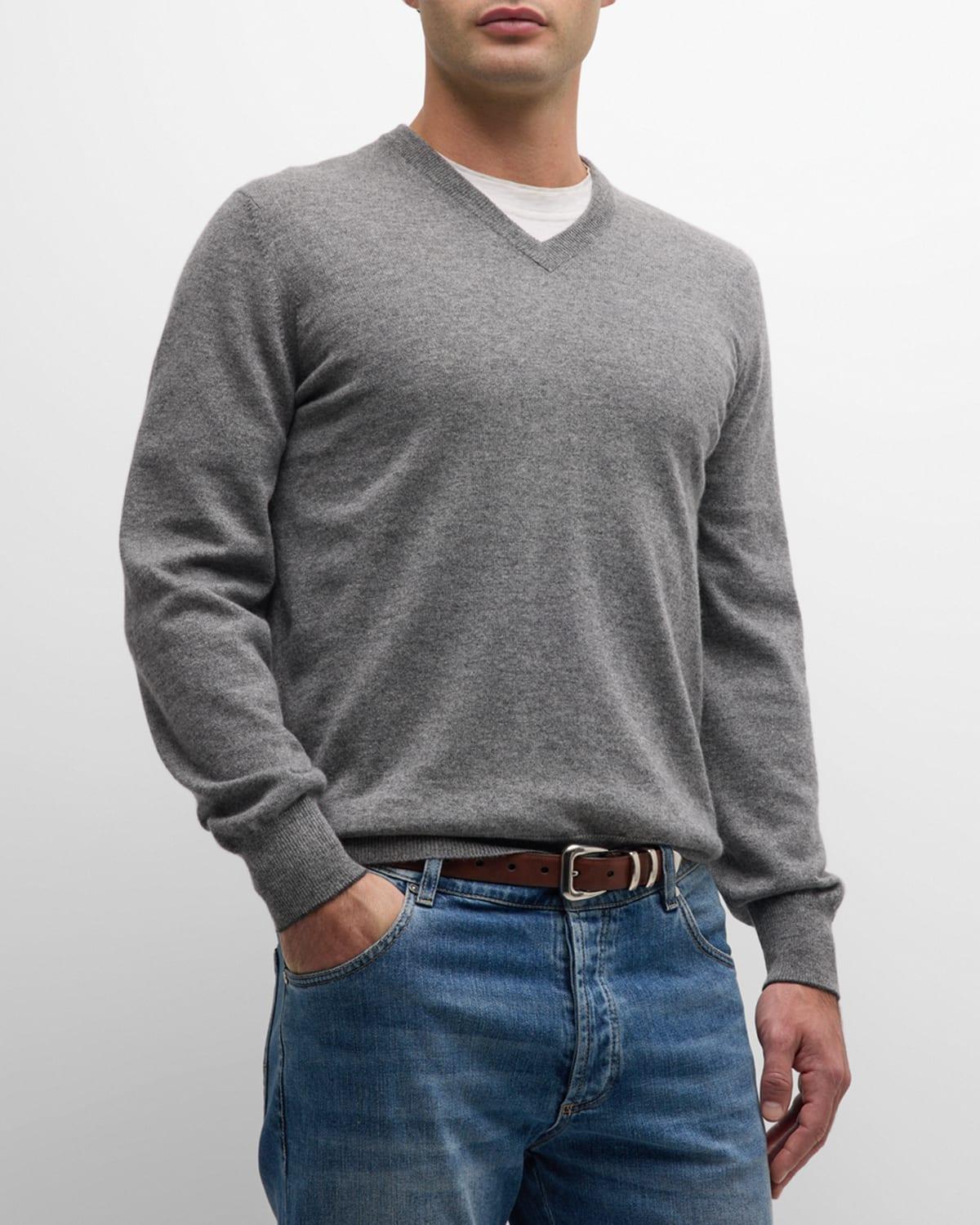 Mens Cashmere V-Neck Sweater Product Image