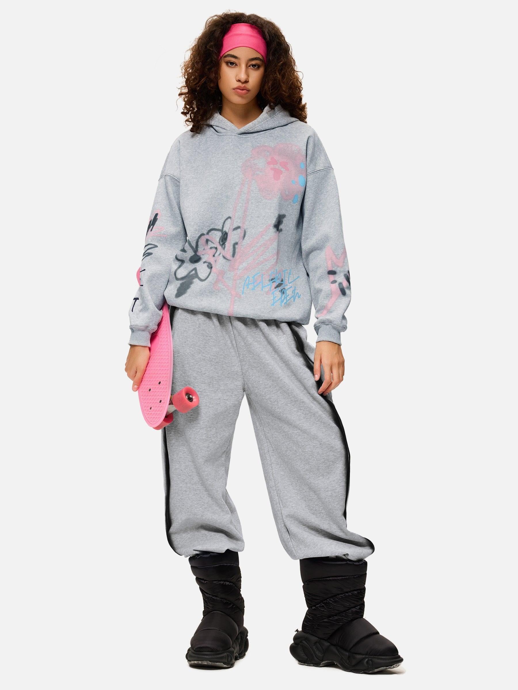 Aelfric Eden Cartoon Graffiti Print Hoodie Product Image