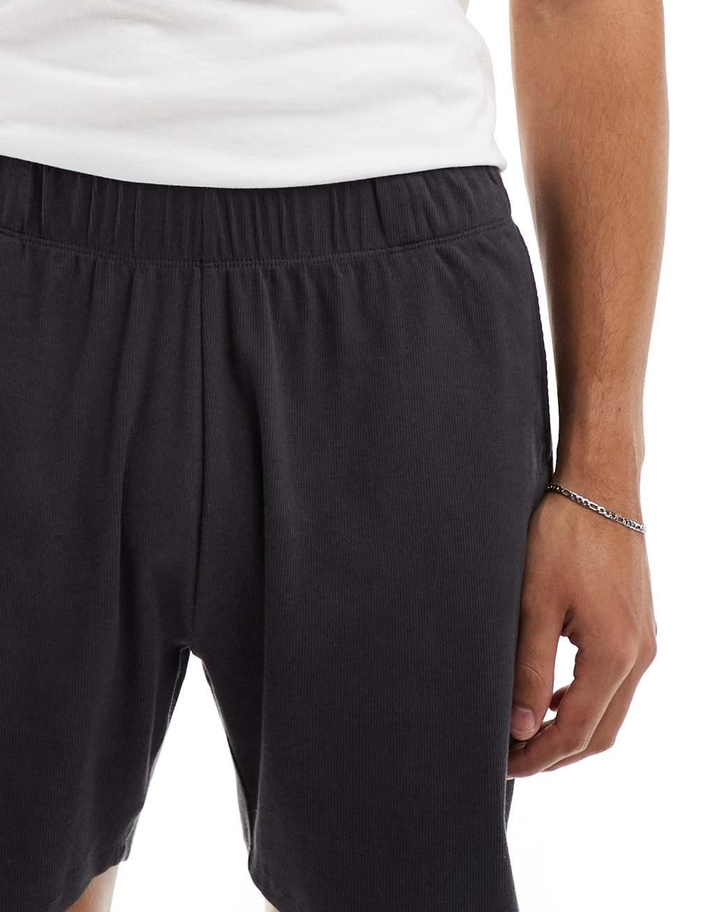 ASOS DESIGN capsule collection rib lounge short in charcoal Product Image