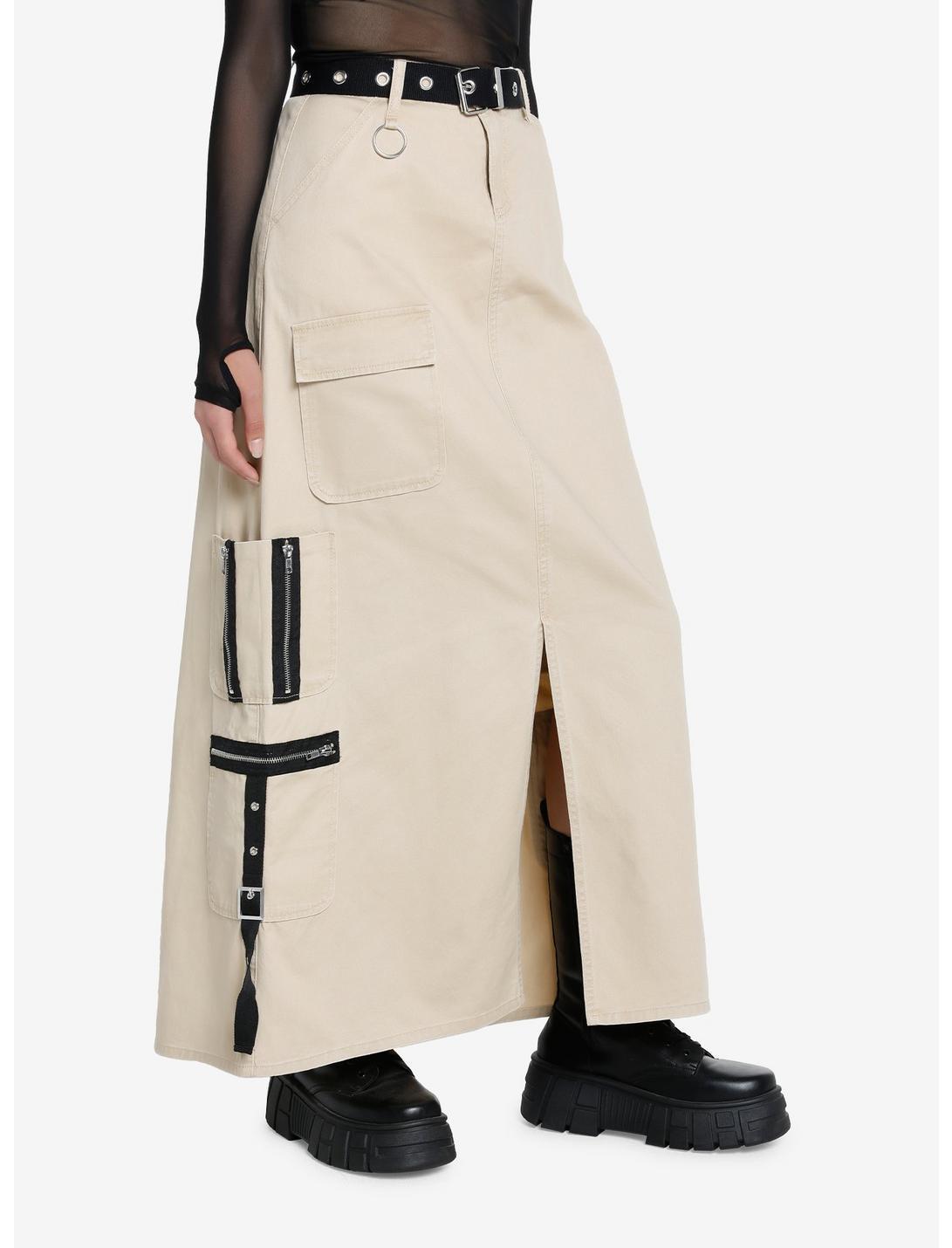 Social Collision Khaki Cargo Maxi Skirt Product Image