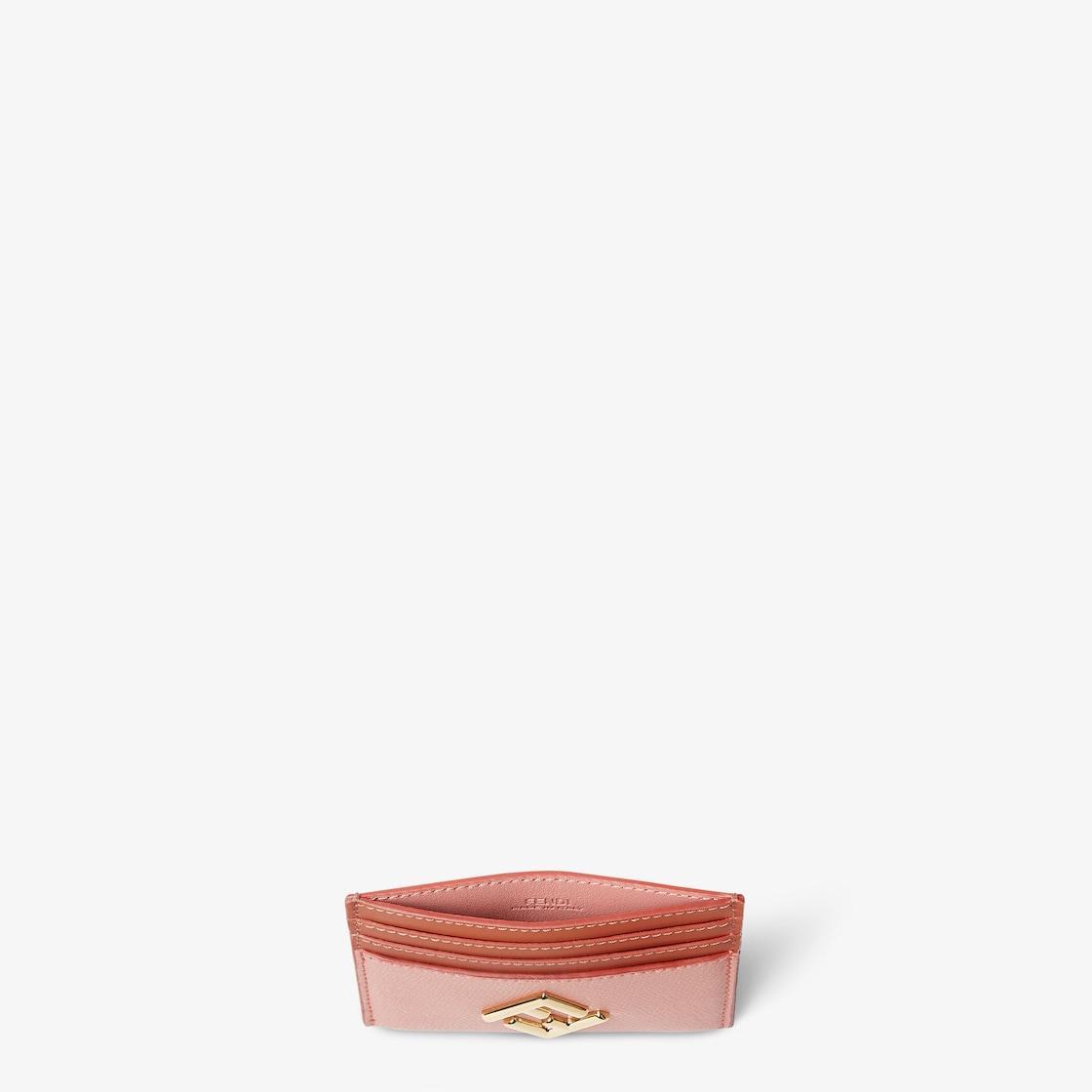 FF Diamonds Card CasePink and sienna brown flat leather card holder Product Image