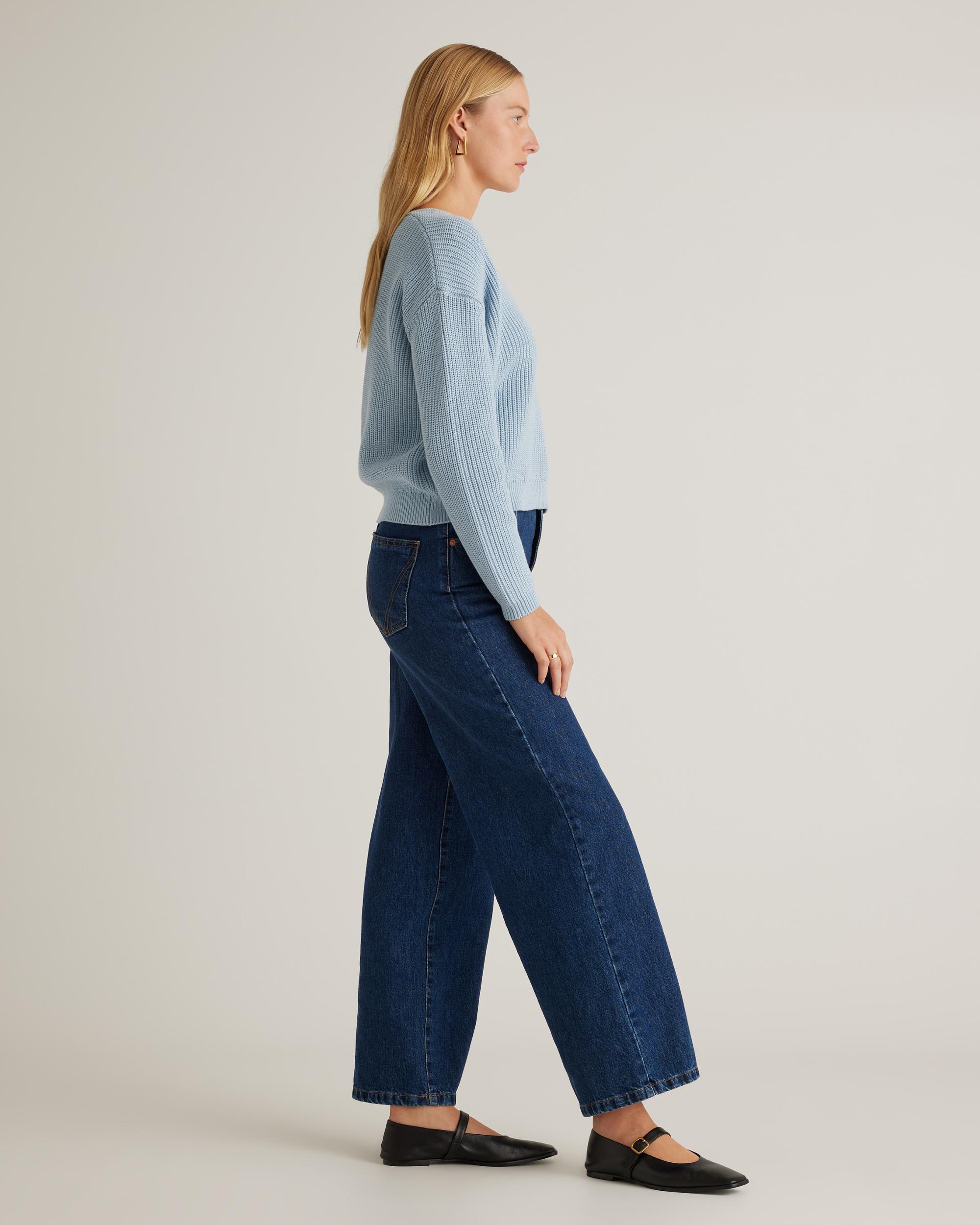 Quince | Women's Fisherman V-Neck Sweater Size XS, Organic Cotton Product Image