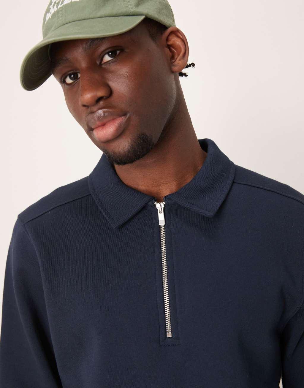 ASOS DESIGN quarter zip sweatshirt in navy - part of a set Product Image
