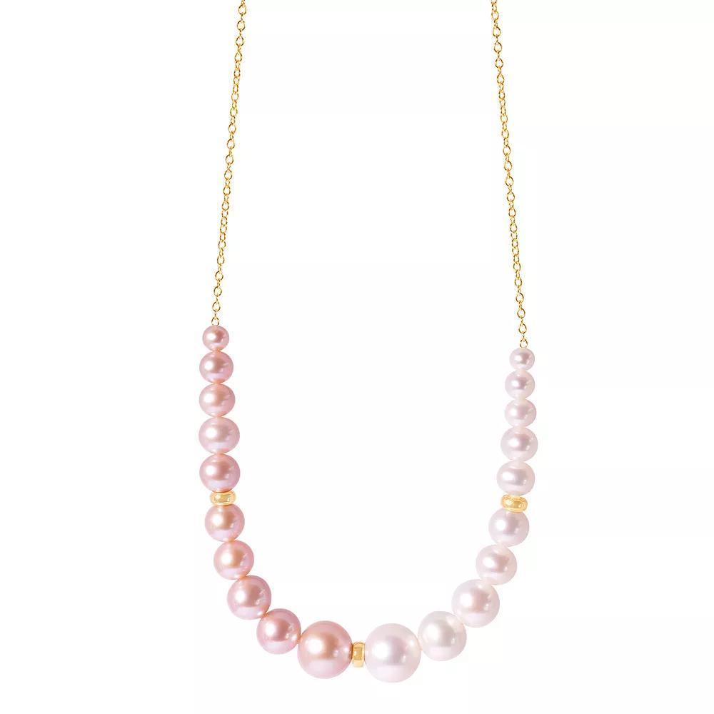 Jewelmak 14k Gold White & Pink Freshwater Cultured Pearl Graduated Necklace, Women's, Size: 17" Product Image