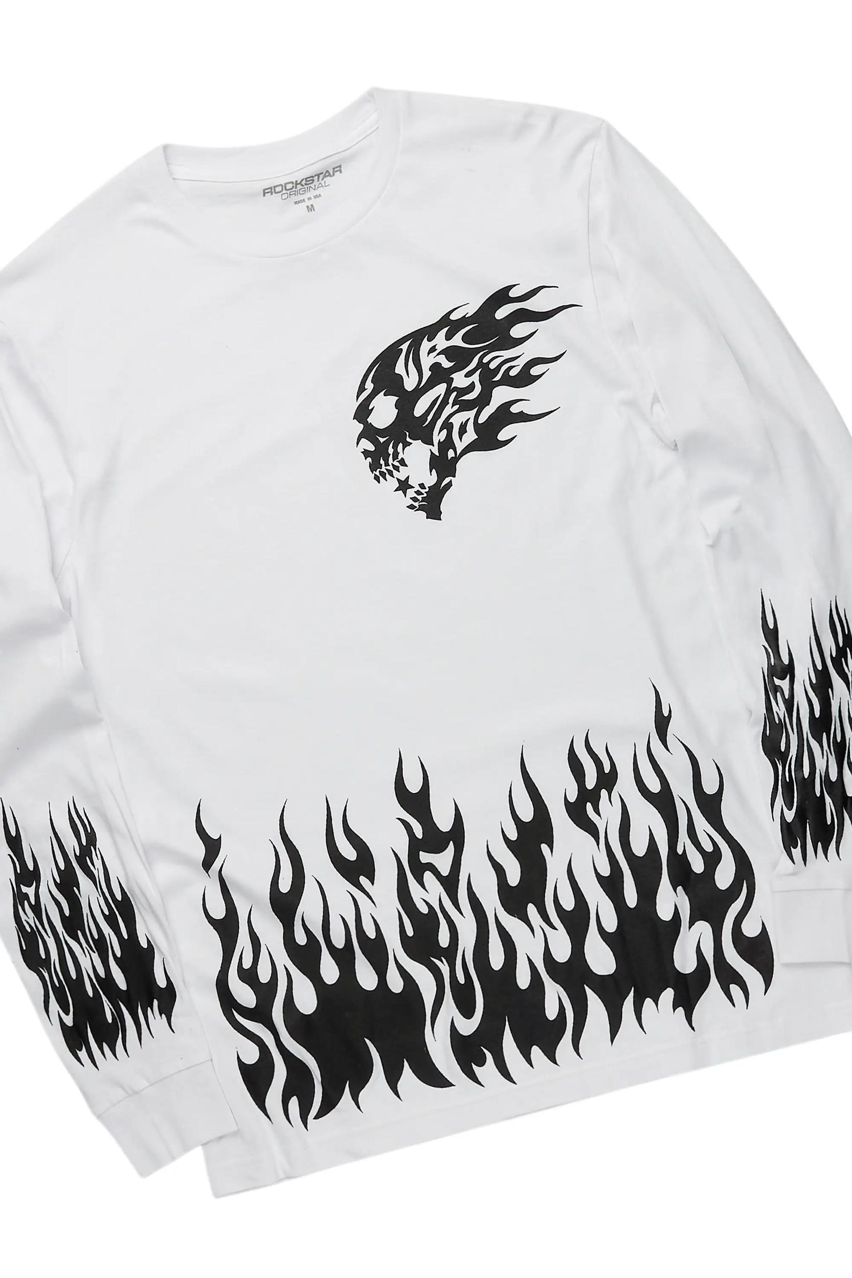 Bubble White/Grey Long Sleeve T-Shirt Short Set Male Product Image