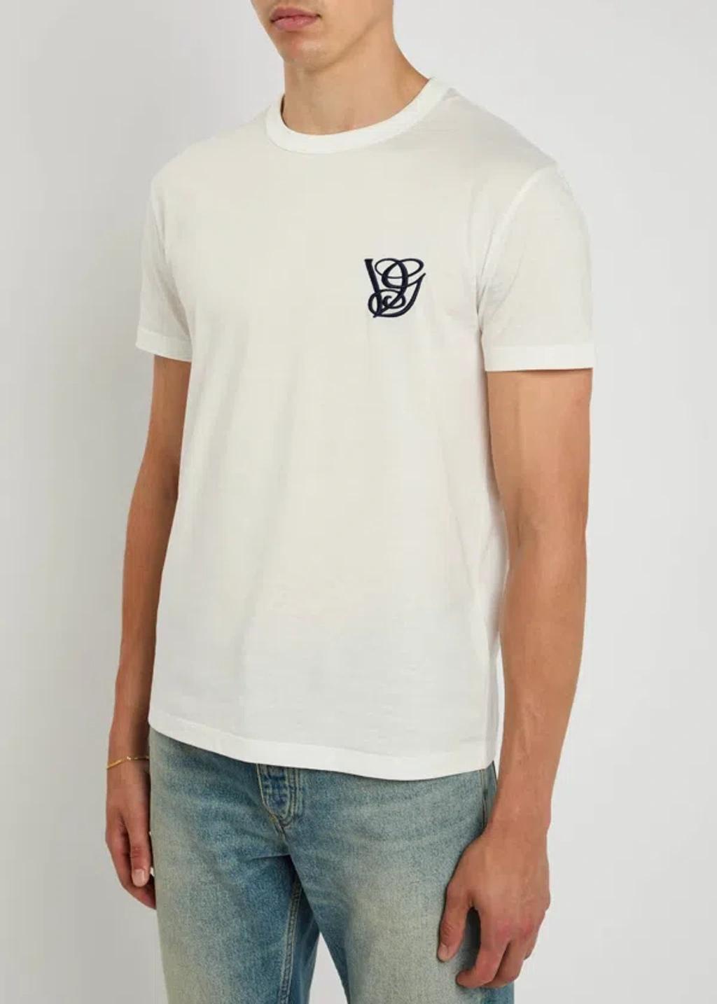 VALENTINO Logo Embroidery Crew Neck Short Sleeves T-shirt In White Product Image