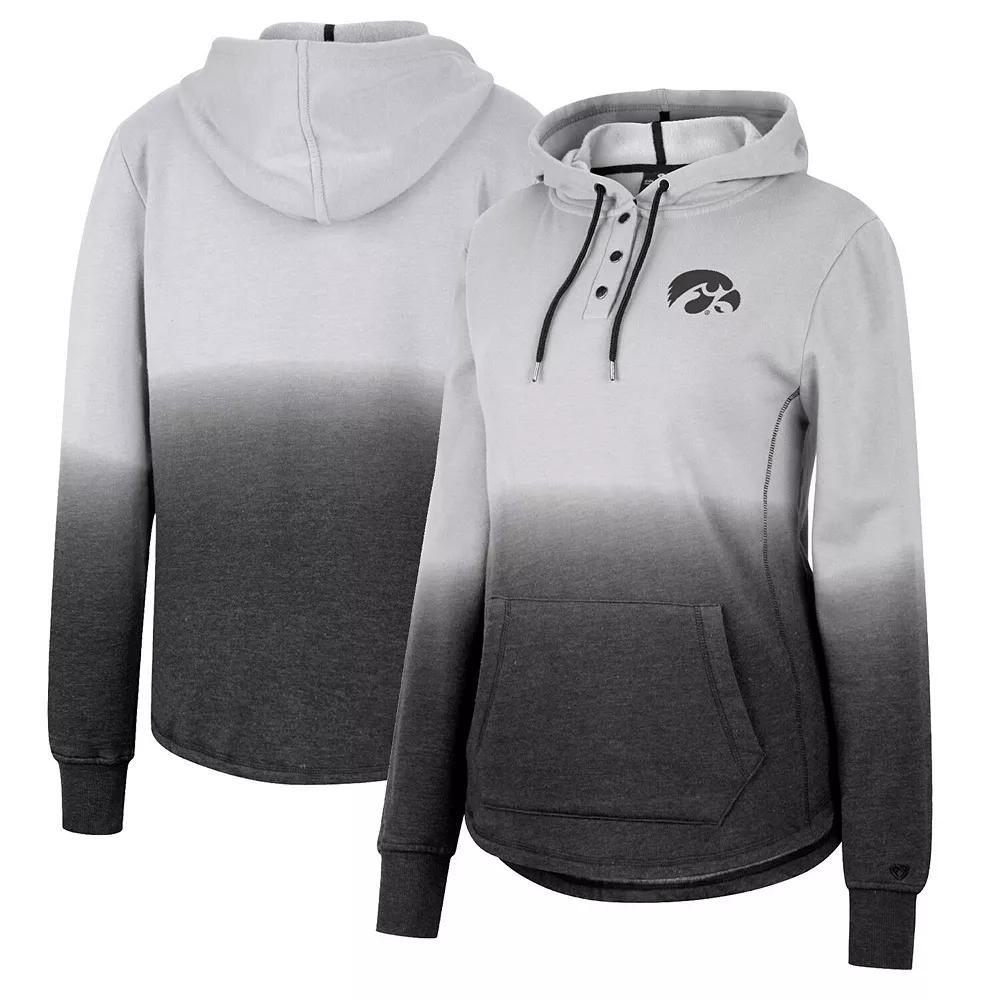 Women's Colosseum Gray/Black Iowa Hawkeyes Aurelia Dip-Dye Quarter-Snap Pullover Hoodie, Size: Small, Grey Product Image