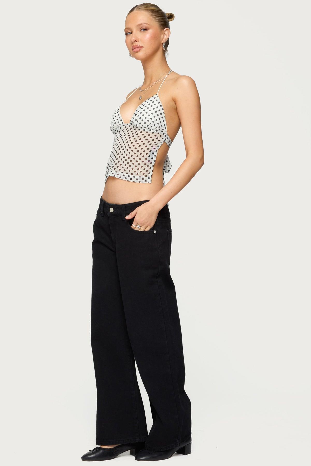 Polka Dot Backless Chiffon Top Product Image