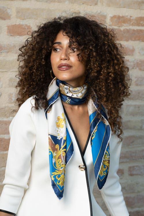 Elizabetta Moment in Time - Hand Rolled Silk Foulard for Women in Blue at Nordstrom Product Image