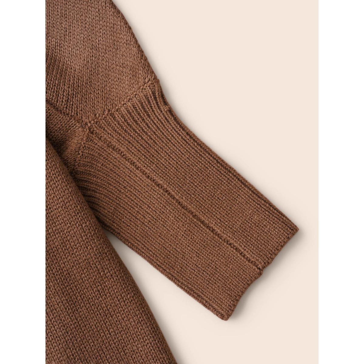Plus Size Texture Kimono Collar Dolman Sleeve Cardigan Browncoffeecolor Women Casual Loose Long Sleeve Everyday Cardigans BloomChic 30/6X Product Image